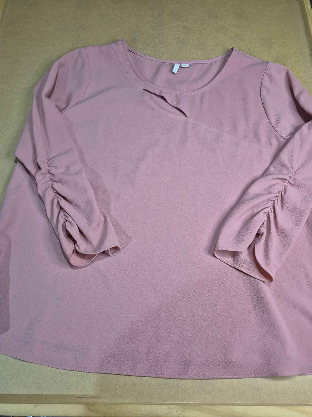 Cato Dusty Pink Ruched Sleeve Long Sleeve Top